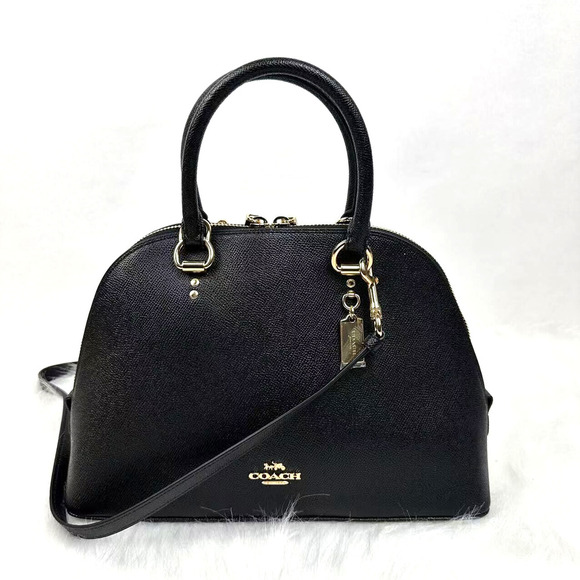 Coach Katy Satchel Shell Bag Crossbody In Gold/Black Crossgrain Leather 2553 NWT - Picture 1 of 10
